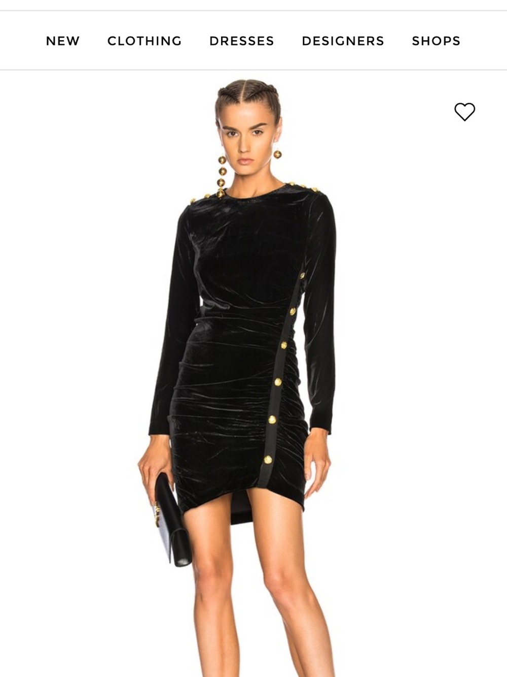 Black Velvet Long-Sleeve Asymmetric Button Mini Dress